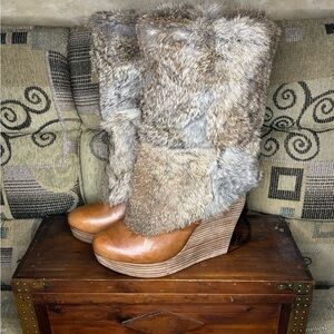 Dolce Vita Genuine Leather Sole Rabbit Fur Boots